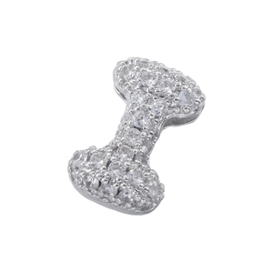 Close-up of silver letter I pendant with 5A cubic zirconia stones for DIY jewelry