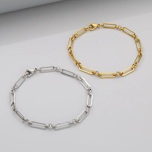 Bracelets à maillons en acier inoxydable doré et argenté avec fermoir mousqueton