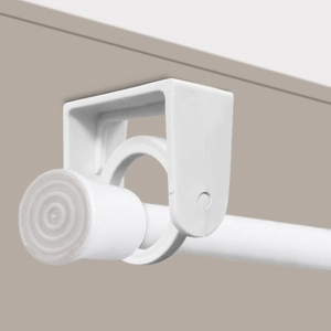 White plastic swivel curtain rod bracket and holder hook for wall mounting