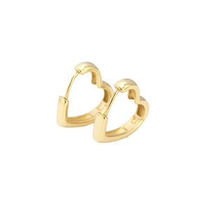 Polished gold heart-shaped hoop earrings in minimalist S925 sterling silver style