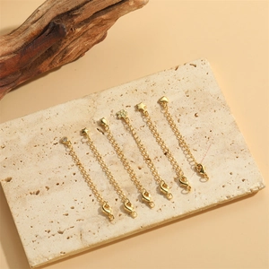 Chaîne Extension Bijoux Cuivre Fermoir Homard Coeur Étoile Fleur Chaîne De Queue Délicate Collier Bracelet Accessoire DIY Or