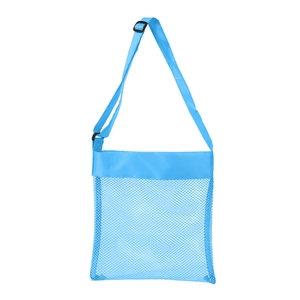 Sac de plage en maille bleue pour jouets d'enfants avec bandoulière réglable