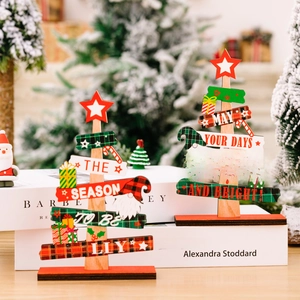 Lot de décorations de table sapin de Noël en bois avec lettrage festif pour la maison