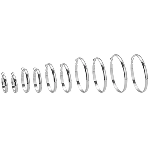 Polished S925 sterling silver hoop earrings set in five sizes with a high gloss finish