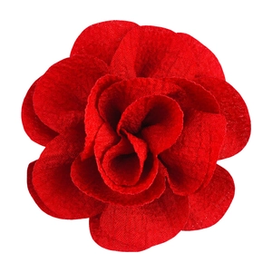 Detailed macro view of 7cm red bubble crepe handmade fabric flower texture and petals