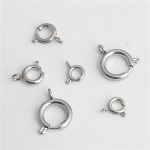 Various sizes of polished stainless steel spring ring clasps for DIY jewelry making