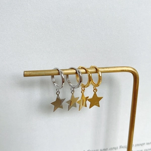 Minimalist 925 sterling silver star drop earrings in gold and silver finish