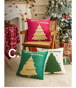 Lot de trois housses de coussin en velours brodées de Noël pour déco de canapé
