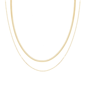 Zweilagiges Set aus 18K vergoldeter Titan-Schlangenkette und Gliederkette für Damen