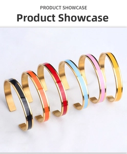 Enamel colorful bracelets with crown engraving in various vibrant finishes and gold plating