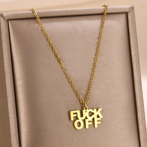 Edelstahl FUCK OFF Buchstaben Anhänger Halskette Gold Silber Plattiert Street Punk Schmuck Personalisierter Ring Armband Für Damen Herren