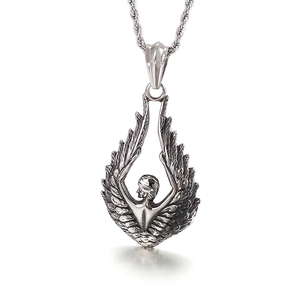 Angel Wings Pendant Retro Stainless Steel Punk Rock Winged Figure Jewelry For Men Women