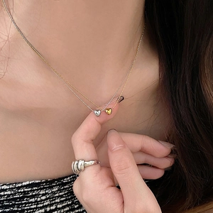 Minimalist Heart Pendant Necklace Titanium Steel Polished Clavicle Snake Bone Chain Gold Silver Luxury Jewelry For Women