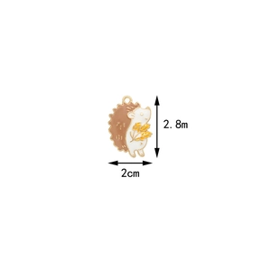 Detail showing cartoon hedgehog charm dimensions of 2.8cm height and 2cm width