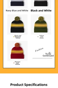 Collection of colorful pompom beanies in navy, black, olive and maroon with ribbed cuffs