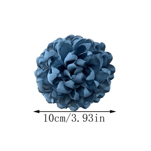 Navy blue handmade 10cm multilayer fabric daisy flower brooch and hair clip for women