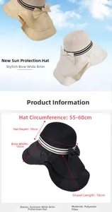 Detail of summer sun hat with wide brim, neck protection shawl and bow decoration