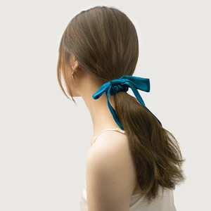 100% Mulberry Satin Scrunchie With Long Bow Streamer 19 Momme Solid Color Hair Tie Elegant Sweet Accessory For Women