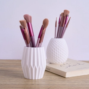 Moule en résine cylindrique à écailles pour pots de fleurs et porte-pinceaux de maquillage