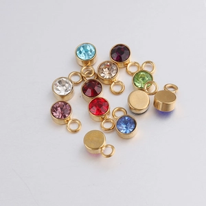 Round DIY Charms Pendants Titanium Steel Inlaid Cubic Zirconia Jewelry Making Accessories Gold Plated Exquisite Retro Styles