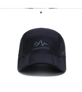 Detail view of quick-dry foldable baseball cap showing UPF 50 plus sun protection mark