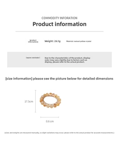 Détail macro de perles en cristal jaune naturel avec diamètre 0.6cm et poids 26.1g