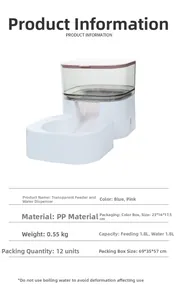 Detail view of the 1.8L automatic pet feeder and waterer with its size specifications