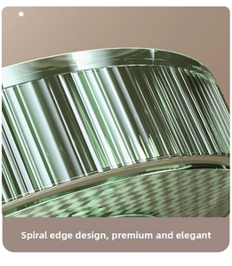 Detail of light green rotating storage box featuring premium spiral vertical texture