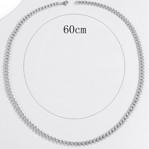Classic silver stainless steel Cuban chain necklace for men in 60cm length display