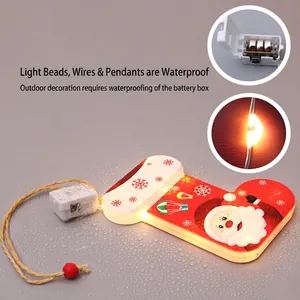 Veilleuse LED étanche en forme de chaussette de Noël avec décorations de flocons