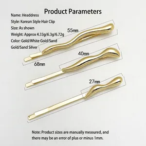 Irregular alloy hair clips in gold and silver finishes on a clean white background