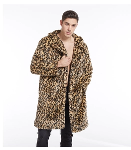 Detailed close-up showing soft texture and pattern of leopard print faux fur coat