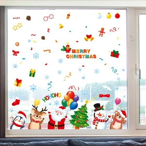 Stickers de fenêtre de Noël avec Père Noël, renne et bonhomme de neige pour décor fêtard