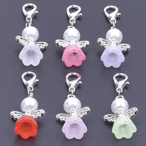 Guardian angel wing charms with faux pearls and lobster clasps for wedding party favors