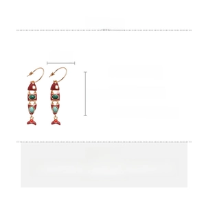 Detail showing weight 17.4g and size 8.5x1.3cm of enamel fishbone tassel earrings