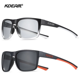 KDEAM square polarized sports sunglasses with gradient frames and reflective mirror lenses