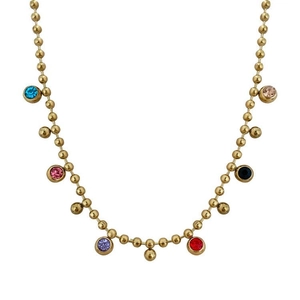 Chic 18k gold plated titanium necklace with vibrant colorful enamel beads and rhinestones