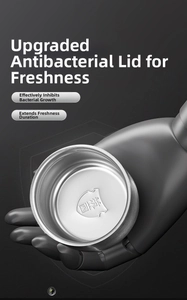 Detail of 316 stainless steel vacuum flask lid with anti-bacterial shield stamp