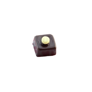 Large square chocolate resin accessory in dark brown with white circular topping