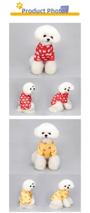 Detailed views of red lucky husky and yellow bear warm fleece pet sweaters for small dogs