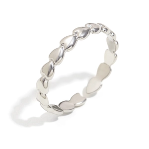 Minimalist stainless steel open ring with polished silver heart-shaped band design