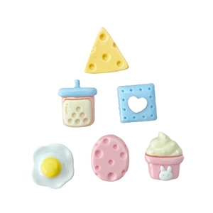 Miniature resin food charms including cheese, donut, cupcake and drink for DIY crafts