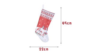 Christmas stocking with gnome skiing pattern, 45cm height and 22cm width dimensions