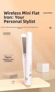 Detail showing the white cordless hair straightener with 4-level temperature controls