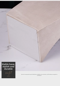 Detail of composite board core and stable base design for beige velvet necklace stand