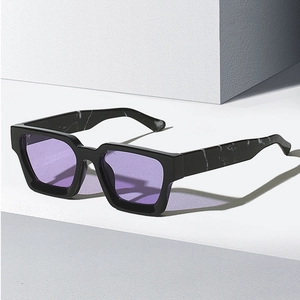 Fashion Square Frame Sunglasses UV400 Protection PC Material Thick Frame Retro Style Marble Temple Men Women