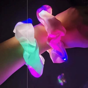 Luminous LED scrunchies made of soft satin fabric for night clubs and glow parties