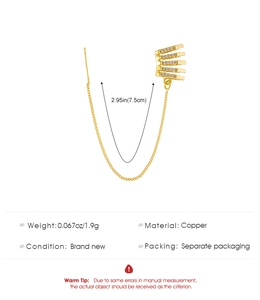 Detailansicht der 7,5cm Gold-Ohrmanschette mit Zirkonia und Produktspezifikationen