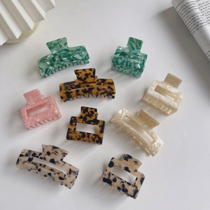 Acetate Hair Claw Clip Geometric Hollow Tortoiseshell Leopard Marble Texture Elegant Hair Accessories For Women Girls
