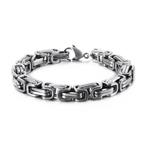 Heavyweight silver stainless steel curb chain bracelet with durable lobster clasp for men
